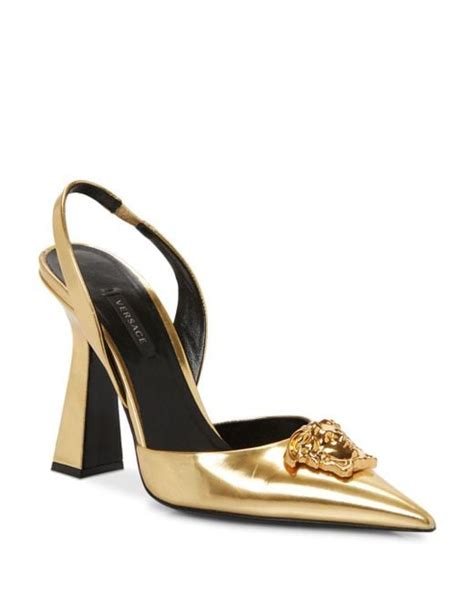 versace gold medusa pumps|Versace la medusa slingback pumps.